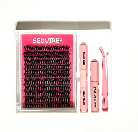 DIY Cluster Eyelash Extensions Kit Individual Lashes Russian Volume Fans 240pcs