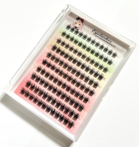 Self Adhesive Cluster Lashes DIY Press On Eyelashes Pre Glued Russian Extensions