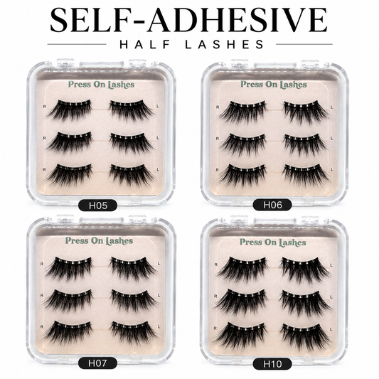 Pre-Glued Half Lashes Press-On Self Adhesive Eyelashes 3D DIY Extensions