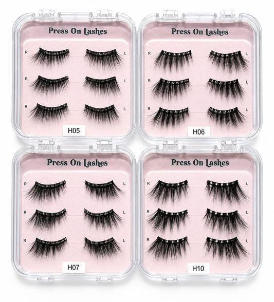 Pre-Glued Half Lashes Press-On Self Adhesive Eyelashes 3D DIY Extensions