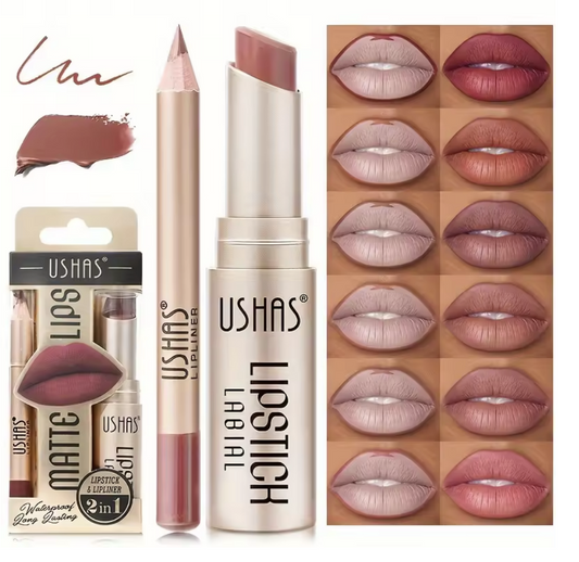 Matte Lipstick Lip Liner Set Long Lasting Waterproof Non Smudge Tint Paint Stain