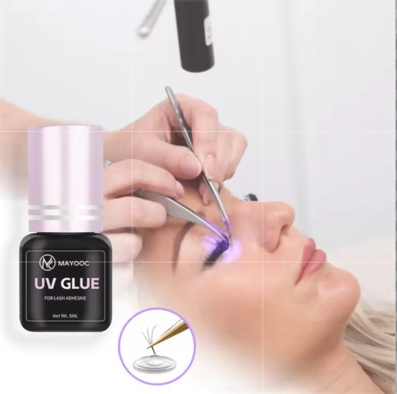 MAYOOC UV Eyelash Glue Adhesive for Extensions 0.1S Fast Drying Strong Lasting Custom Logo 6ML Makeup Cosmetic Long-Lasting Faux