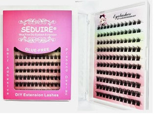 Self Adhesive Cluster Lashes DIY Press On Eyelashes Pre Glued Russian Extensions