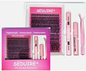 DIY Cluster Eyelash Extensions Kit Individual Lashes Russian Volume Fans 240pcs